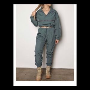Teal windbreaker jogging set